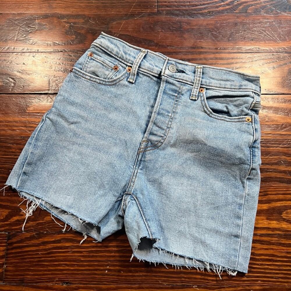 Levi's 25 Y2K Wedgie Straight Shorts Blue High Rise